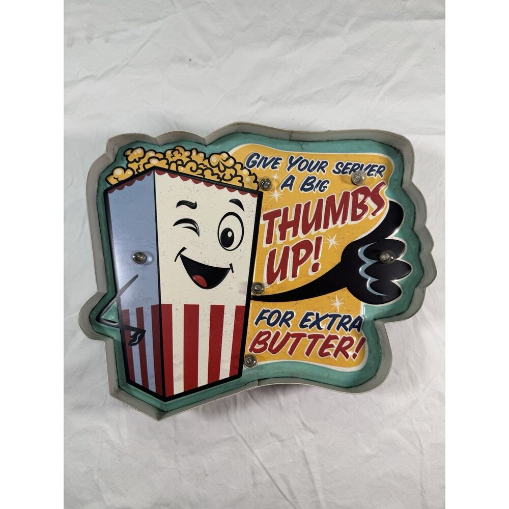 Vintage Give Your Server A Big Thumbs Up!! For Extra Butter Metal Sign Lights Up